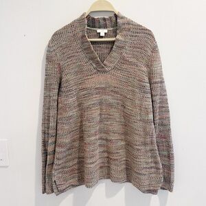 J.Jill multicolor space dye knit  v-neck long sleeve sweater size small